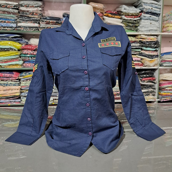 GK Women's 100% Cotton Regular Fit Solid Collared Casual Shirt - Summer Comfort