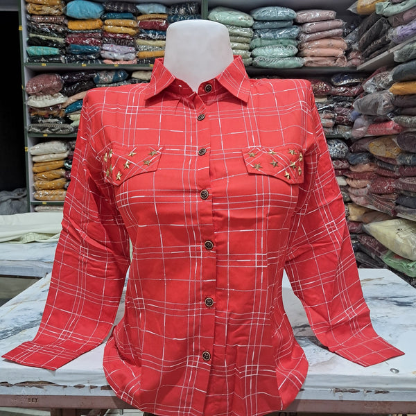 GK Women's 100% Cotton Regular Fit Solid Collared Casual Shirt - Summer Comfort