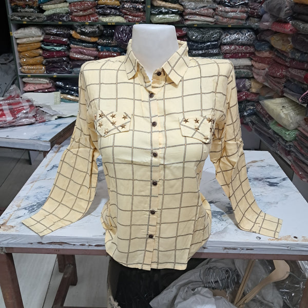 GK Women's 100% Cotton Regular Fit Solid Collared Casual Shirt - Summer Comfort