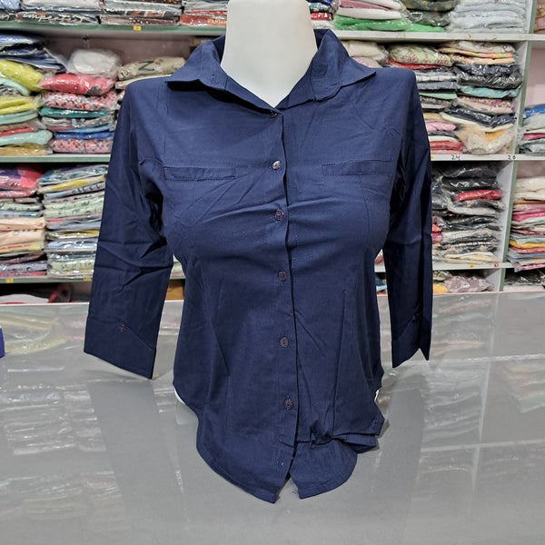 GK Women's 100% Cotton Regular Fit Solid Collared Casual Shirt - Summer Comfort