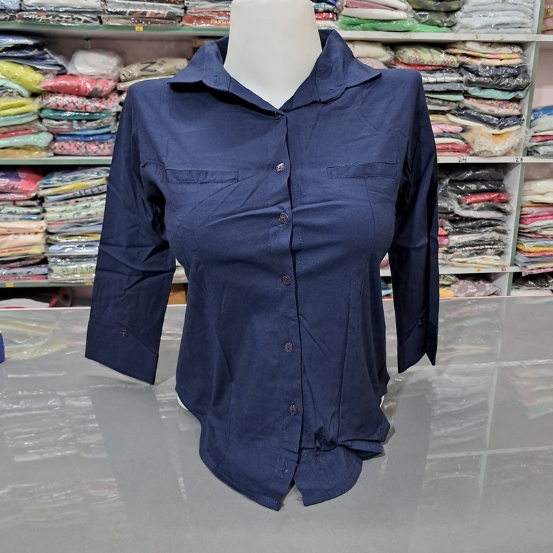 GK Women's 100% Cotton Regular Fit Solid Collared Casual Shirt - Summer Comfort
