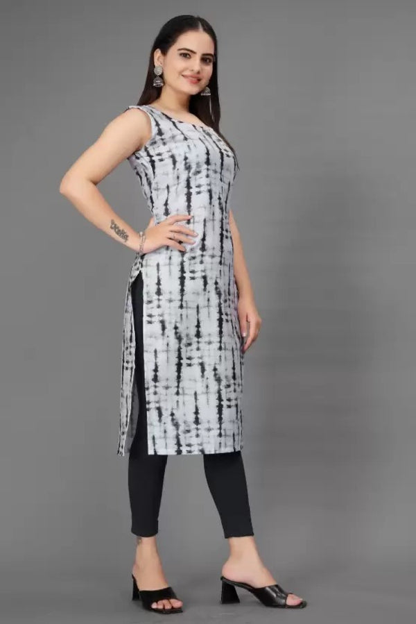 Rayon Sleeve less Printed Kurti