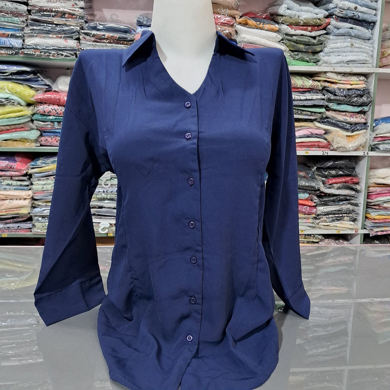 GK Women Regular Fit Solid Collered Casual Shirt