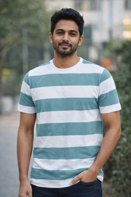 Men’s Premium Striped Cotton T-Shirt Combo Pack (3 Pcs – Random Colors)